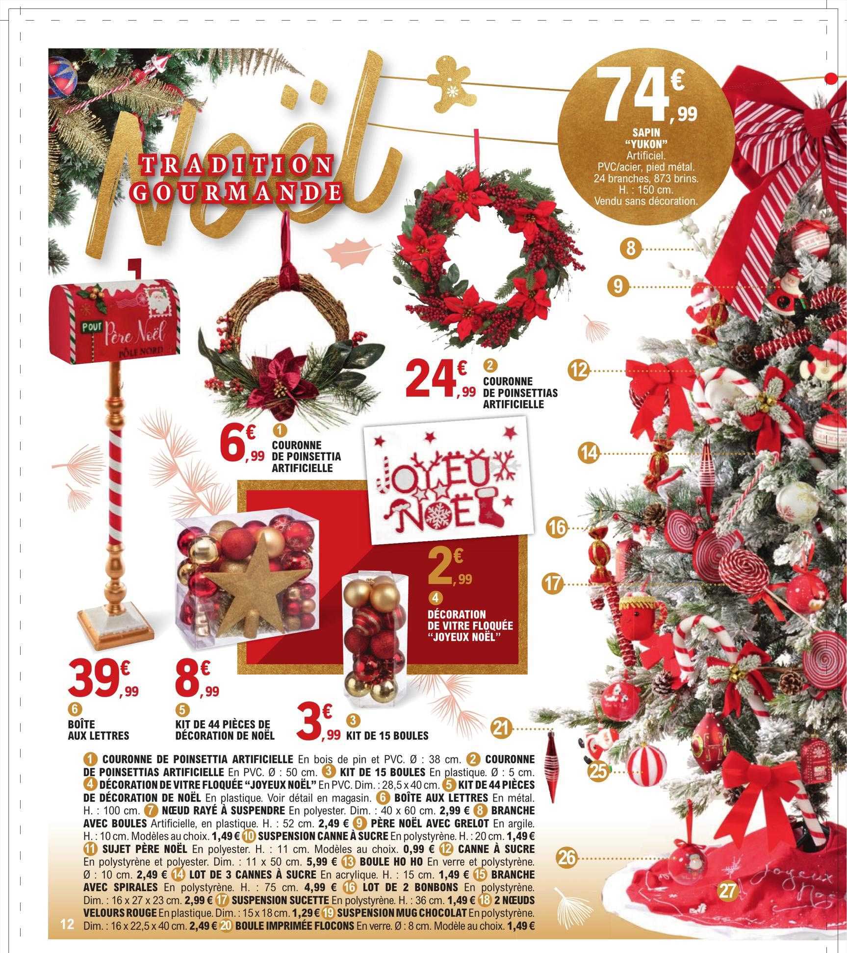 sapin "yukon", couronne de poinsettia artificielle, couronne de poinsettias artificielle, décoration de vitre floquée "joyeux noël", boîte aux lettres, kit de 44 pièces de décoration de noël