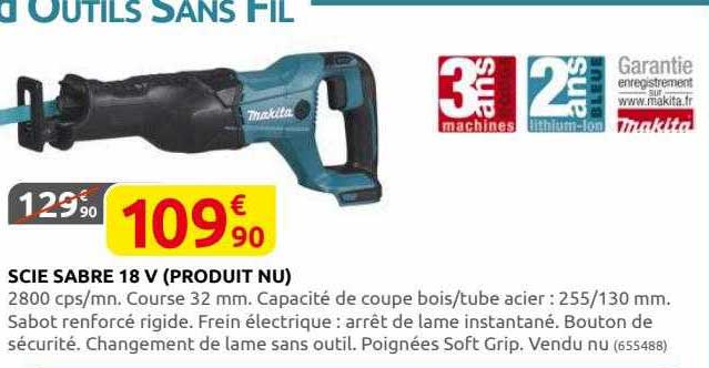scie sabre 18v (produit nu) makita