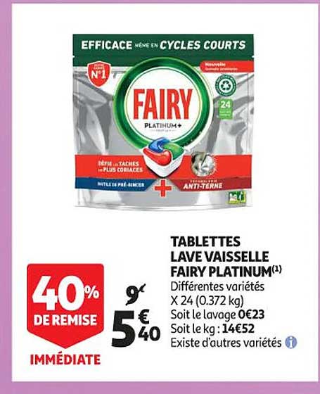 tablettes lave vaisselle fairy platinum