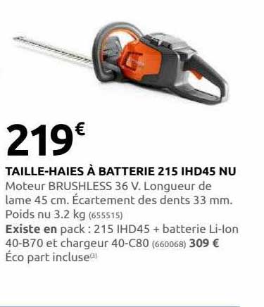taille-haies à batterie 215 ihd45 nu