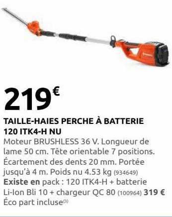 taille-haies perche à batterie 120 itk4-h nu