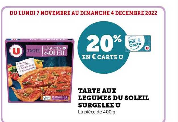 Tarte Aux Légumes Du Soleil Surgelée U