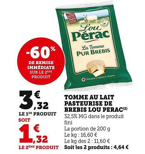 tomme au lait pasteurisé de brebis lou pérac