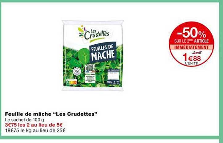 -50% sur le 2éme article feuille de mâche "les crudettes"