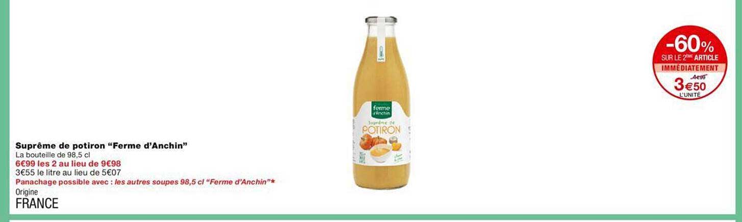 -60% sur le 2éme article suprême de potiron "ferme d'anchin"