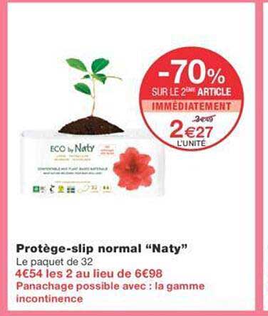 -70% sur le 2éme article protège-slip normal "naty"