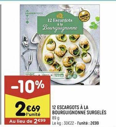 12 escargots à la bourguignonne surgelés