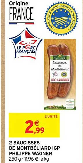 2 saucisses de montbéliard igp philippe wagner