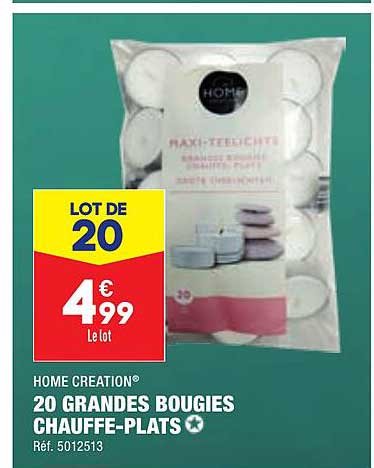 20 grandes bougies chauffe-plats home création