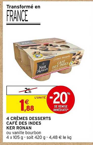 4 crèmes desserts café des indes ker ronan