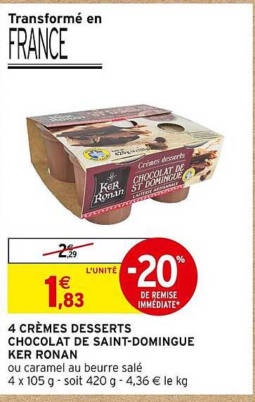 4 crèmes desserts chocolat de saint-domingue ker ronan