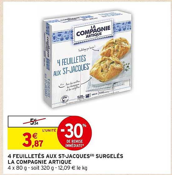 4 feuilletés aux st-jacques surgelés la compagnie artique