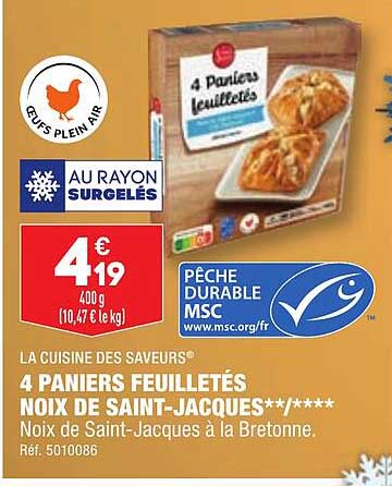 4 paniers feuilletés noix de saint-jacques la cuisine des saveurs