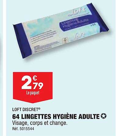 64 lingettes hygiène adulte loft discret
