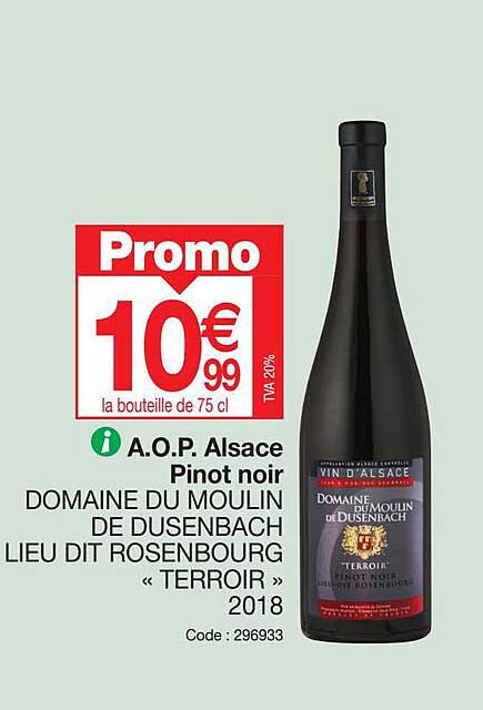 a.o.p. alsace pinot noir domaine du moulin de dusenbach lieu dit rosenbourg «terroir» 2018
