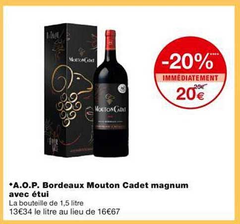 a.o.p.  bordeaux mouton cadet magnum avec étui