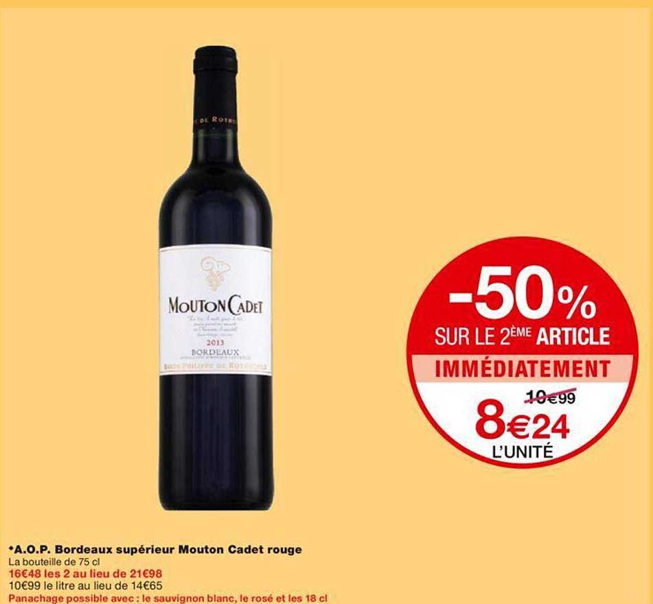a.o.p. bordeaux supérieur mouton cadet rouge