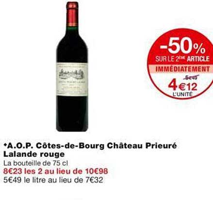 a.o.p. côtes-de-bourg château prieuré lalande rouge