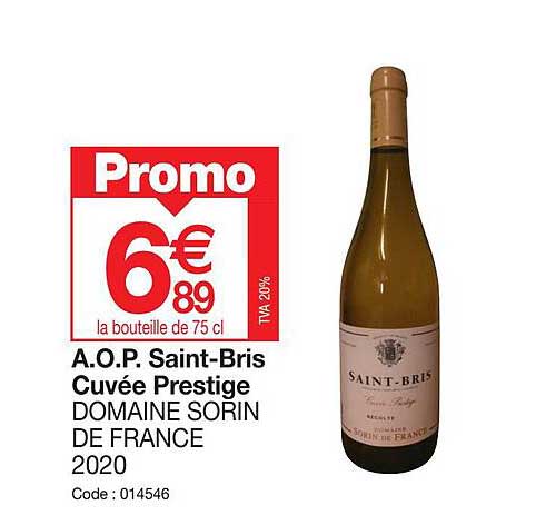 a.o.p. saint-bris cuvée prestige domaine sorin de france 2020