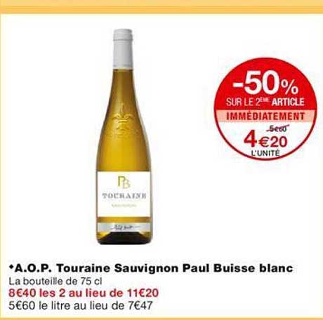 a.o.p. touraine sauvignon paul buisse blanc