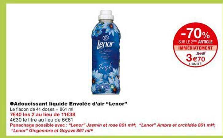 adoucissant liquide enveléé d'air "lenor"