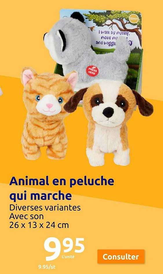 animal en peluche qui marche
