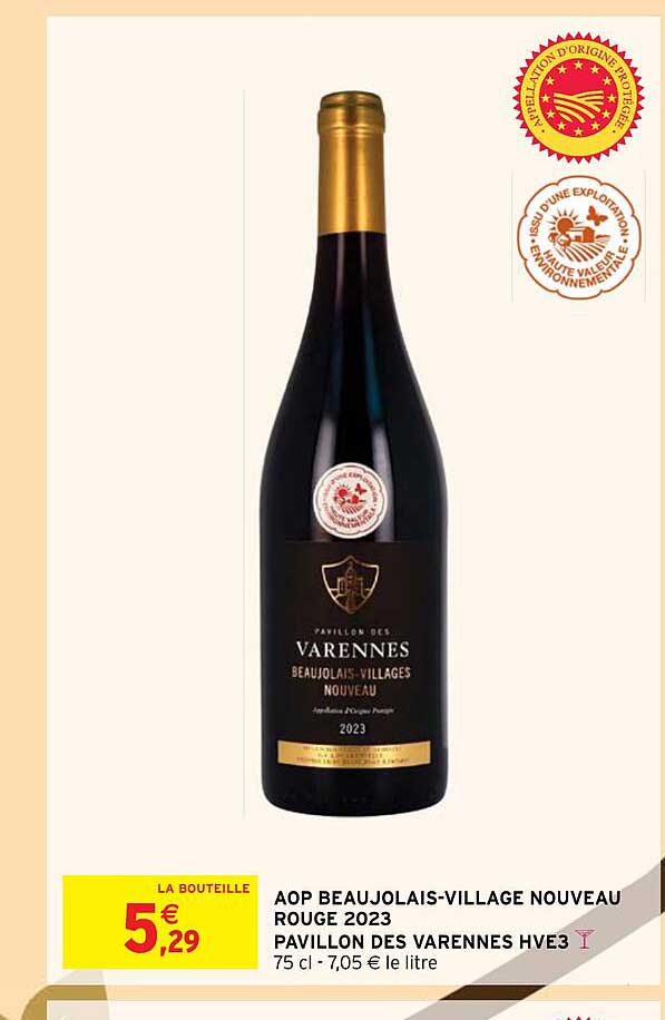 aop beaujolais-village nouveau rouge 2023 pavillon des varennes hve3