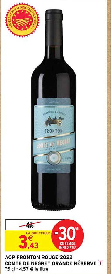Aop Fronton Rouge 2022 Comte De Negret Grande Réserve
