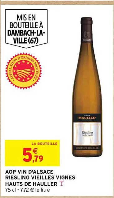 aop vin d'alsace riesling vieilles vignes hauts de hauller