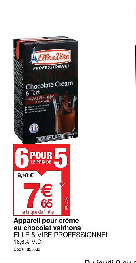 Appareil Pour Crème Au Chocolat Valrhona Elle & Vire Professionnel