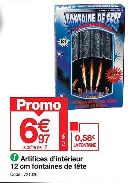artifices d'intérieur 12 cm fontaines de fête