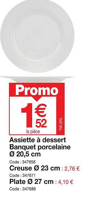 assiette à dessert banquet porcelaine