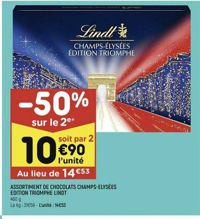 assortiment de chocolats champs-elysées édition triomphe lindt