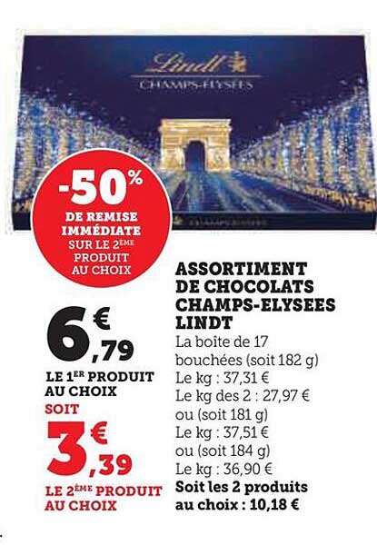 assortiment de chocolats champs-elysées lindt