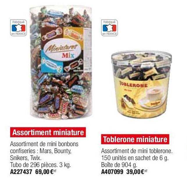 assortiment miniature, toblerone miniature