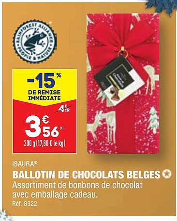 ballotin de chocolats belges isaura