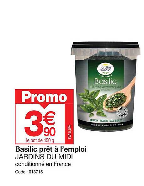 basilic prêt à l'emploi jardins du midi