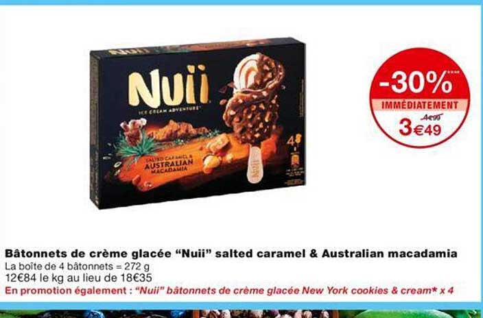 Bâtonnets De Crème Glacée "nuii" Salted Caramel & Australian Macadamia
