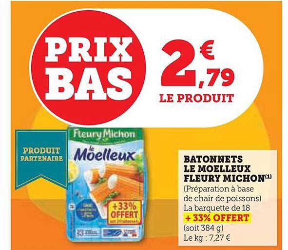 bâtonnets le moelleux fleury michon