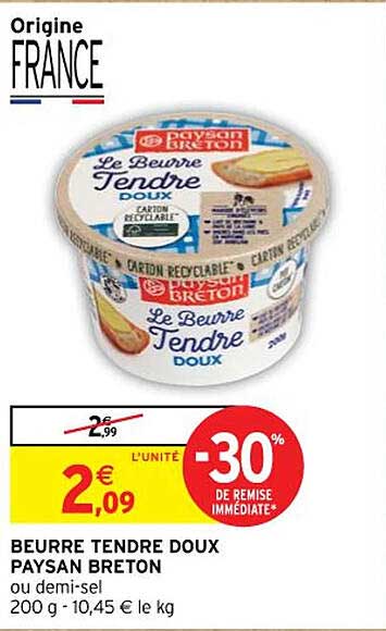 beurre tendre doux paysan breton