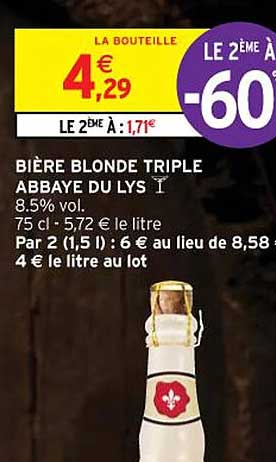 Bière Blonde Triple Abbaye Du Lys