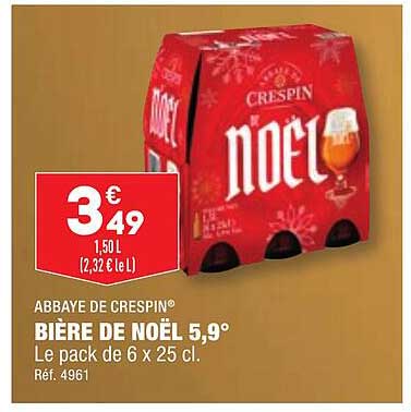 bière de noël 5,9° abbaye de crespin