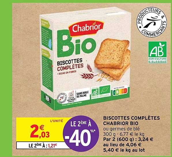 biscottes complètes chabrior bio