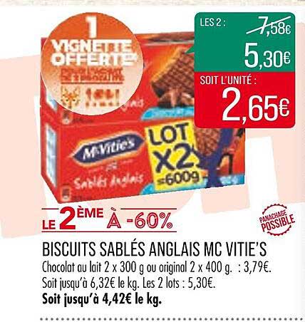 biscuits sablés anglais mc vitie's