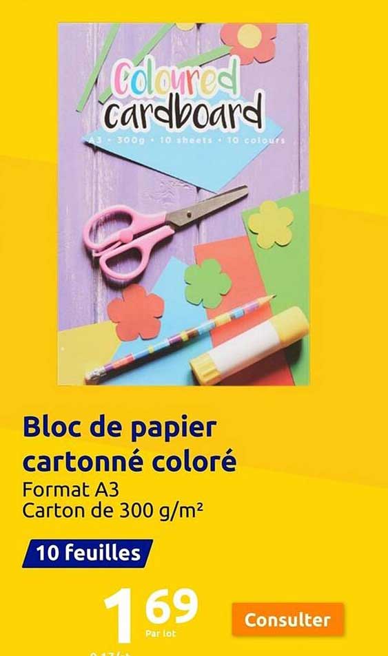 bloc de papier cartonné coloré