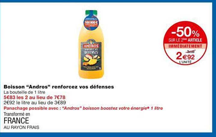 boisson "andros" renforcez vos défenses -50% sur le 2ème article