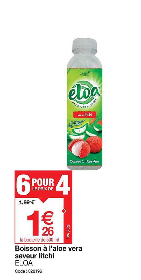 boisson à l'aloe vera saveur litchi eloa