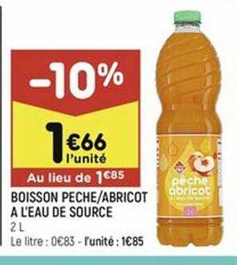 boisson pêche/abricot à l'eau de source
