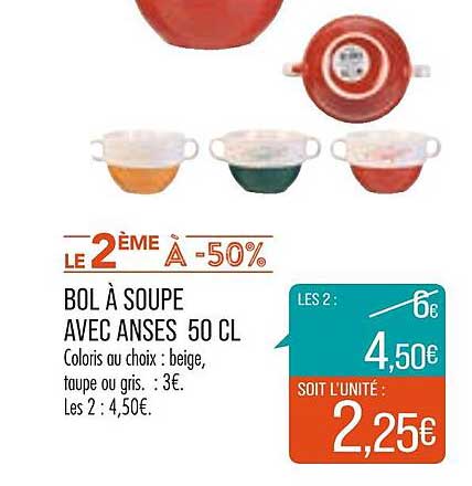 Bol à Soupe Avec Anses 50 Cl