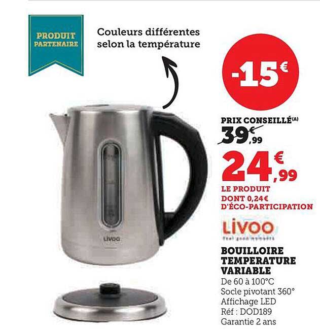 bouilloire température variable livoo